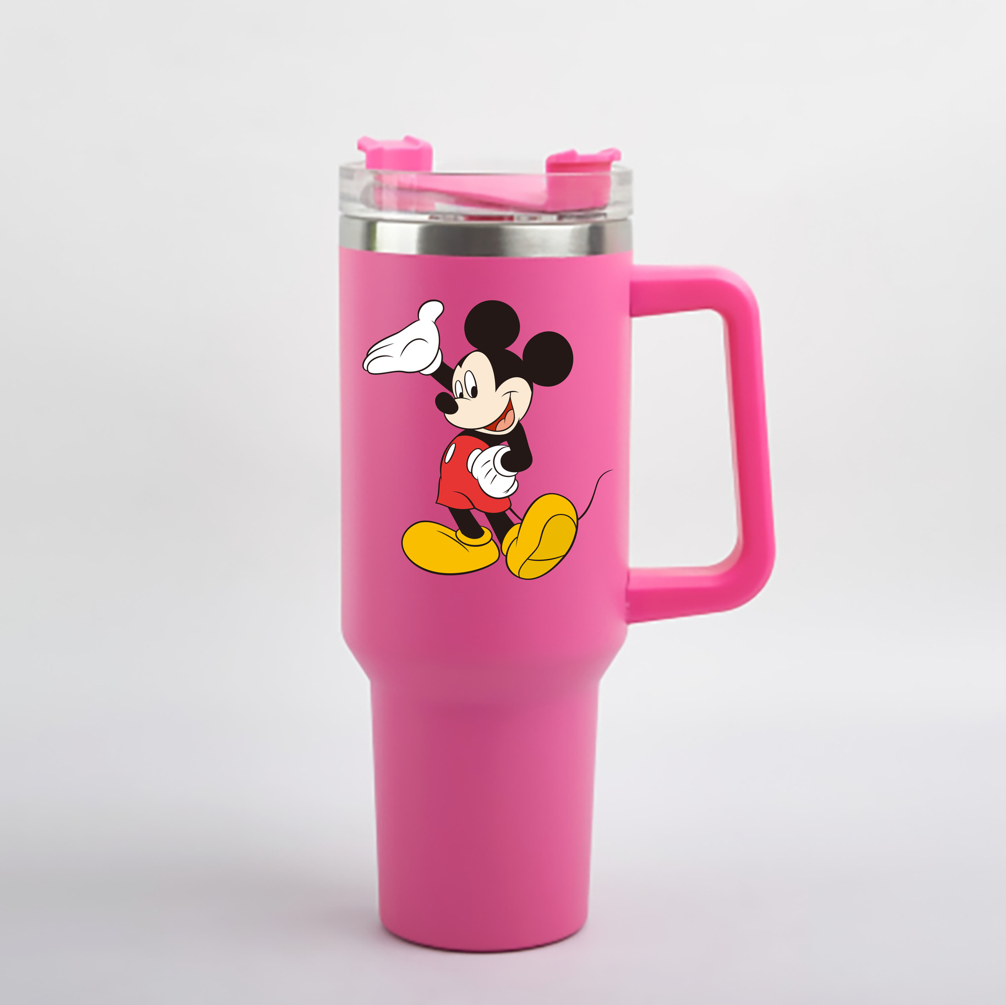 （画像用） ミッキーマウス Mickey Mouse 1200mL車用タンブラー - クリスタルステッカー（プラスチックストロー付き）
